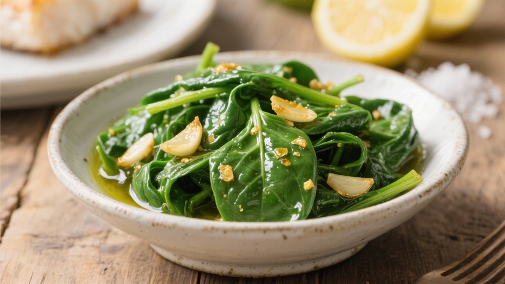 saut ed spinach complements haddock