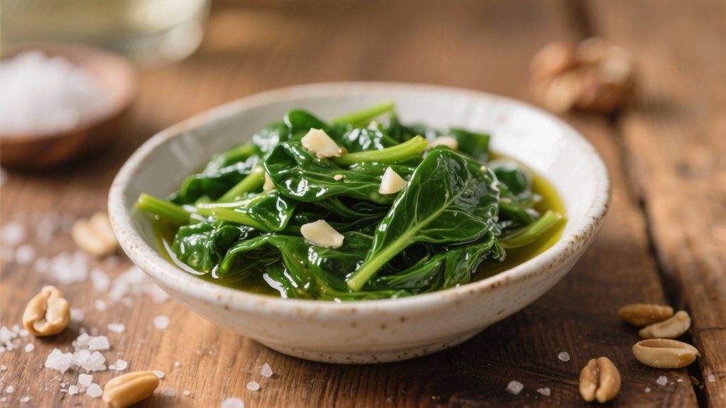 saut ed spinach complements pasta