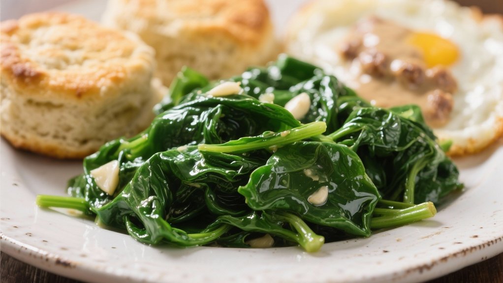 saut ed spinach enhances breakfast