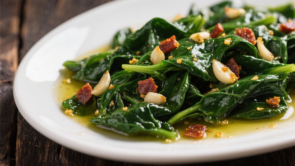 saut ed spinach enhances chorizo