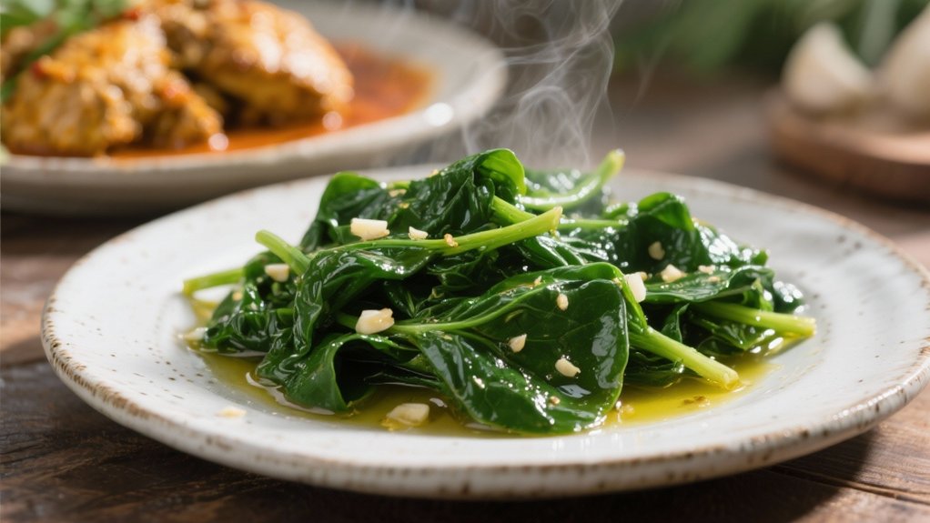 saut ed spinach enhances curry