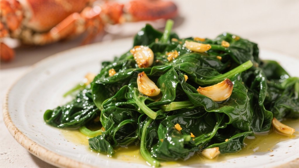 saut ed spinach enhances lobster feast