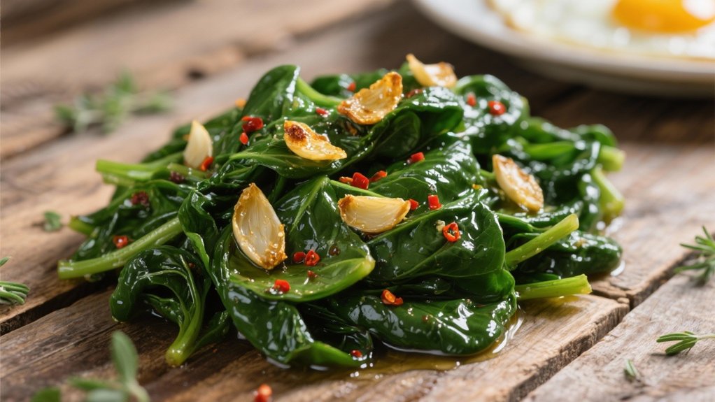 saut ed spinach enhances poached eggs