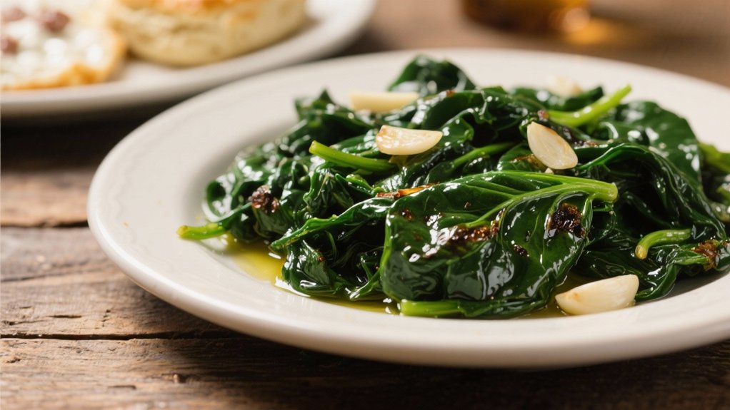 saut ed spinach enhances rich flavors