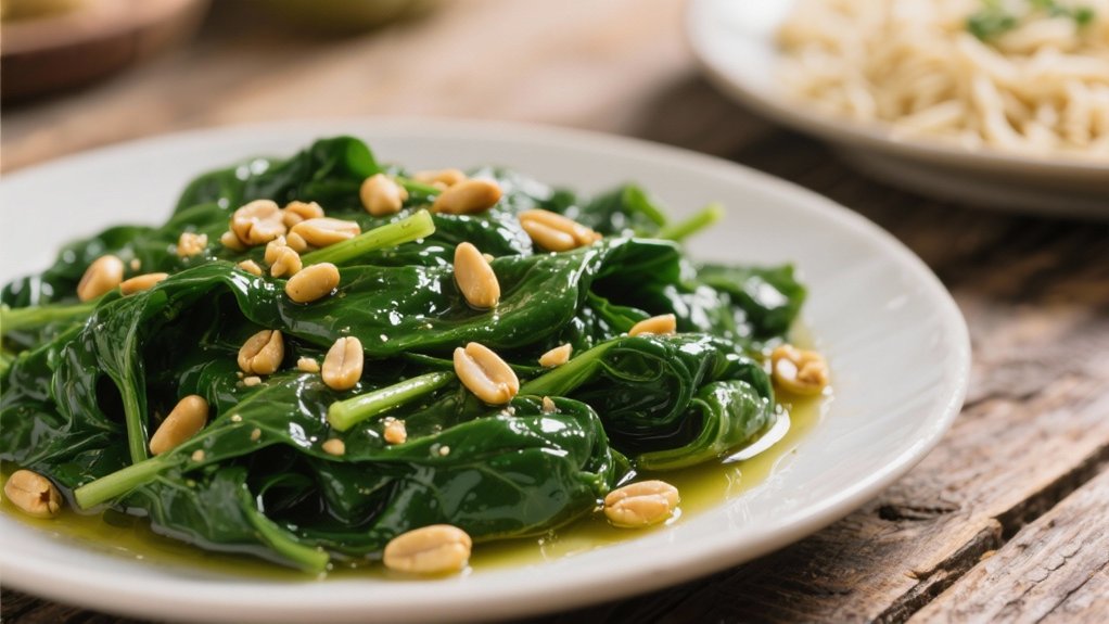 saut ed spinach with pine nuts