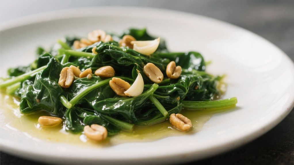saut ed spinach with pine nuts