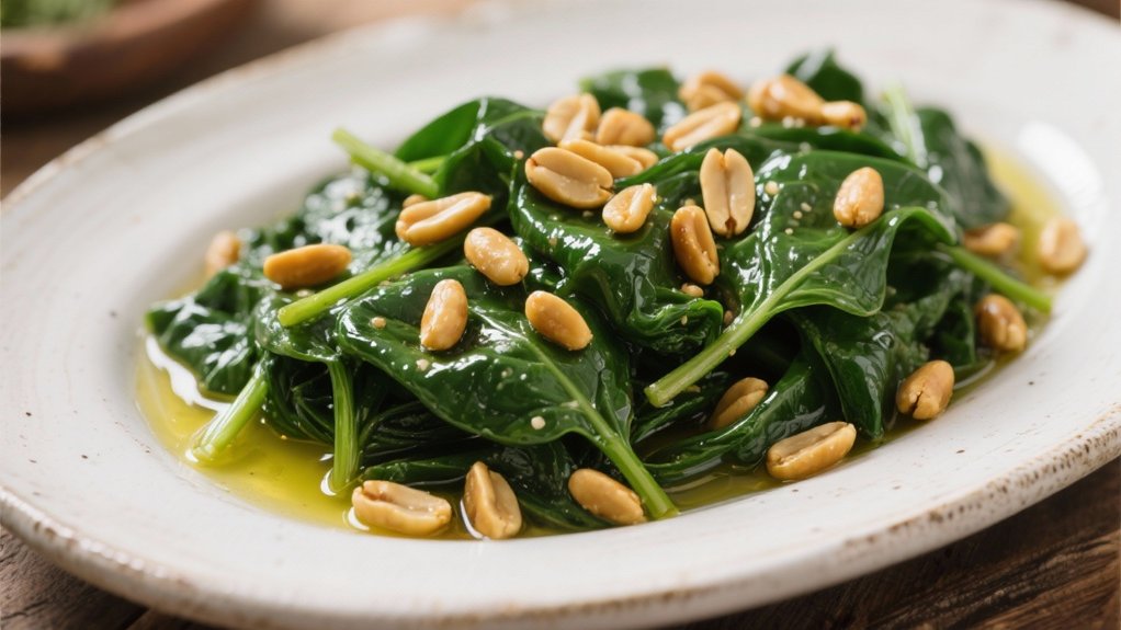 saut ed spinach with pine nuts