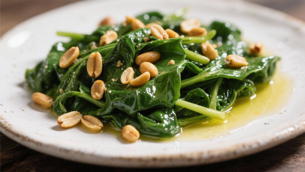saut ed spinach with pine nuts