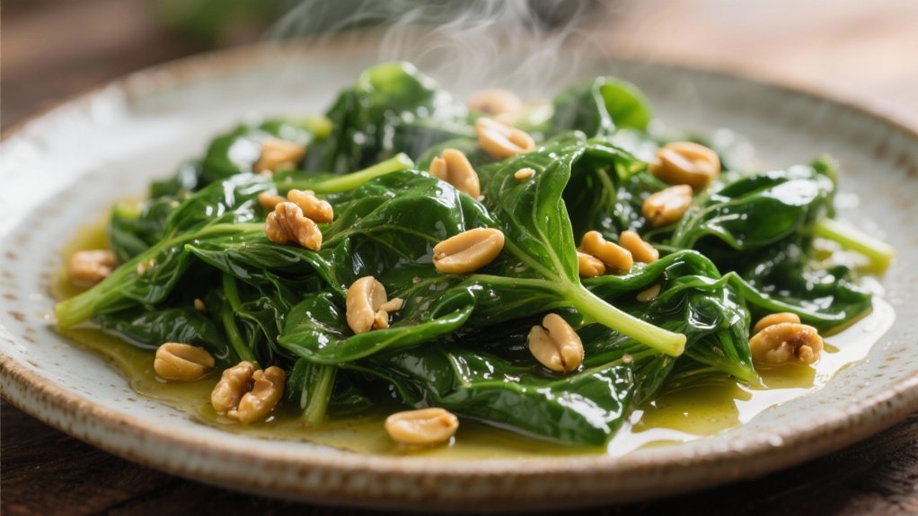 saut ed spinach with pine nuts
