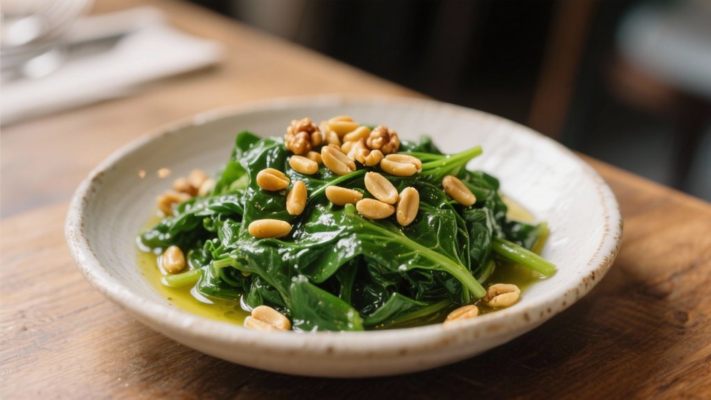 saut ed spinach with pine nuts