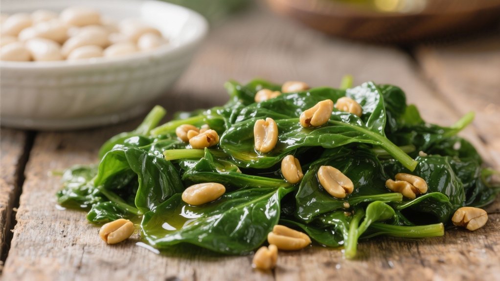 saut ed spinach with pine nuts