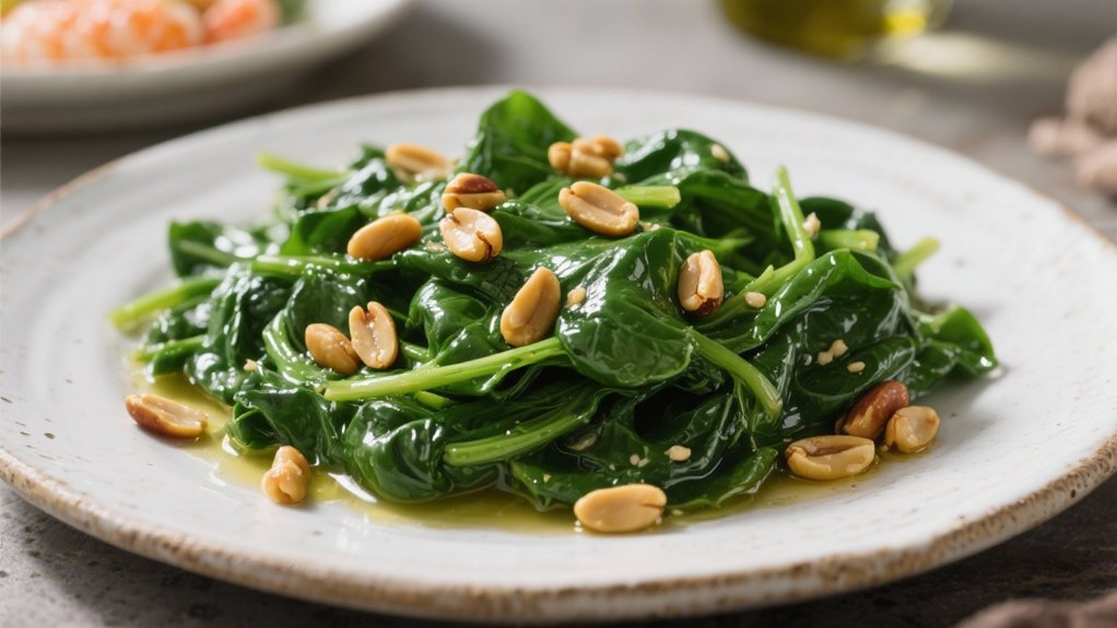 saut ed spinach with pine nuts