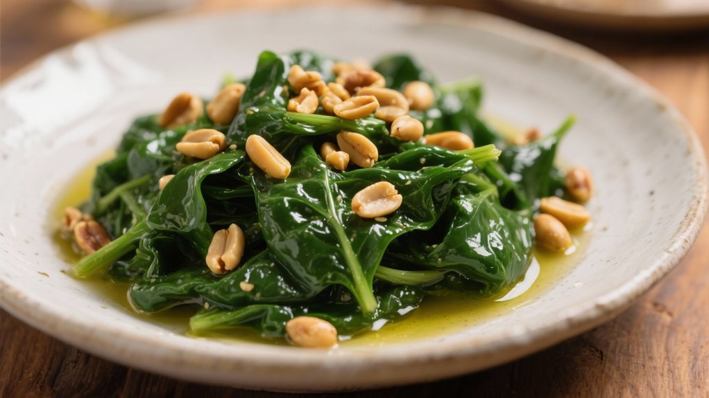 saut ed spinach with pine nuts
