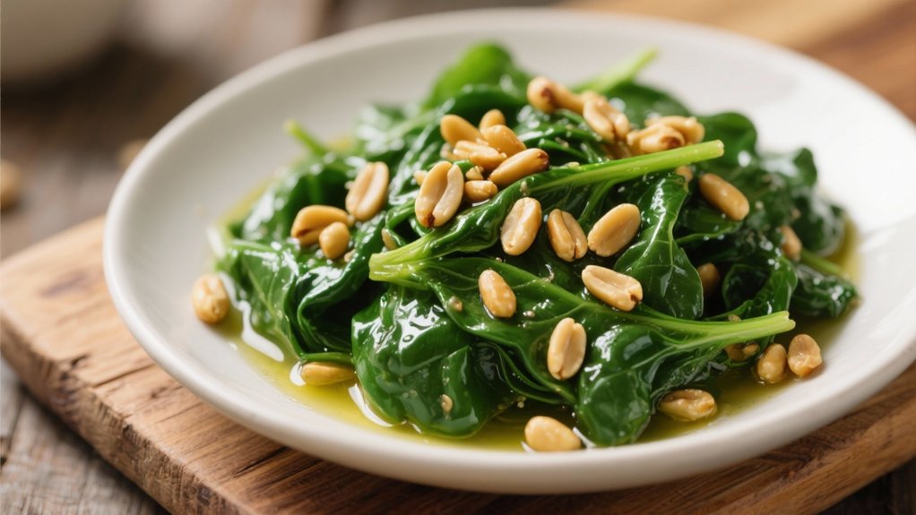 saut ed spinach with pine nuts