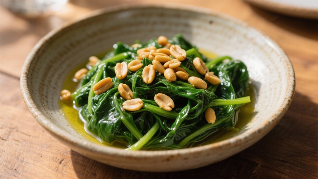 saut ed spinach with pine nuts