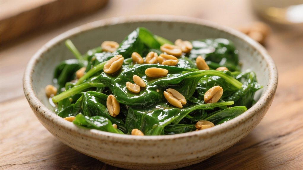 saut ed spinach with toasted pine nuts
