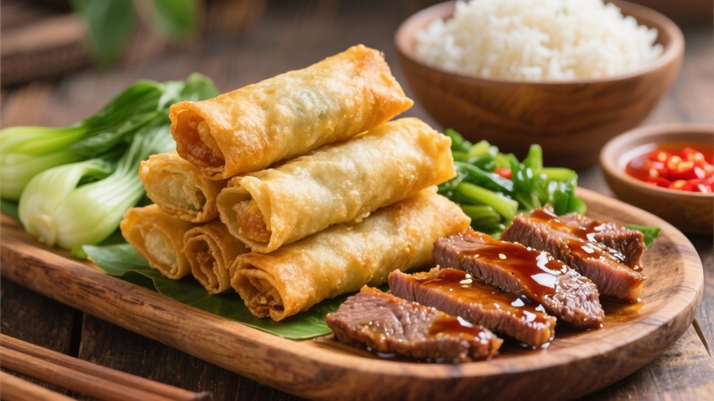 savory beef complements crispy lumpia