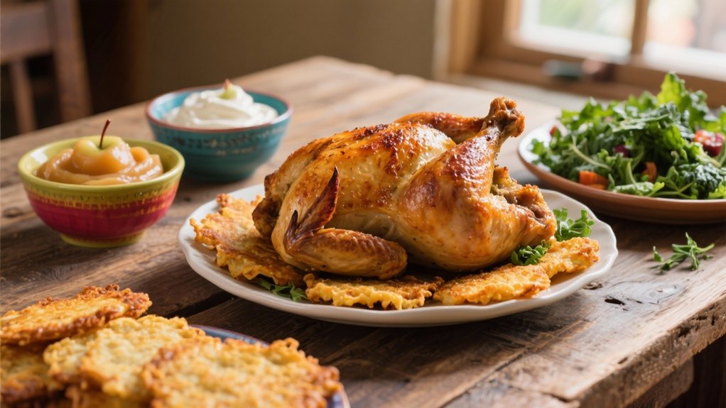 savory chicken enhances latkes