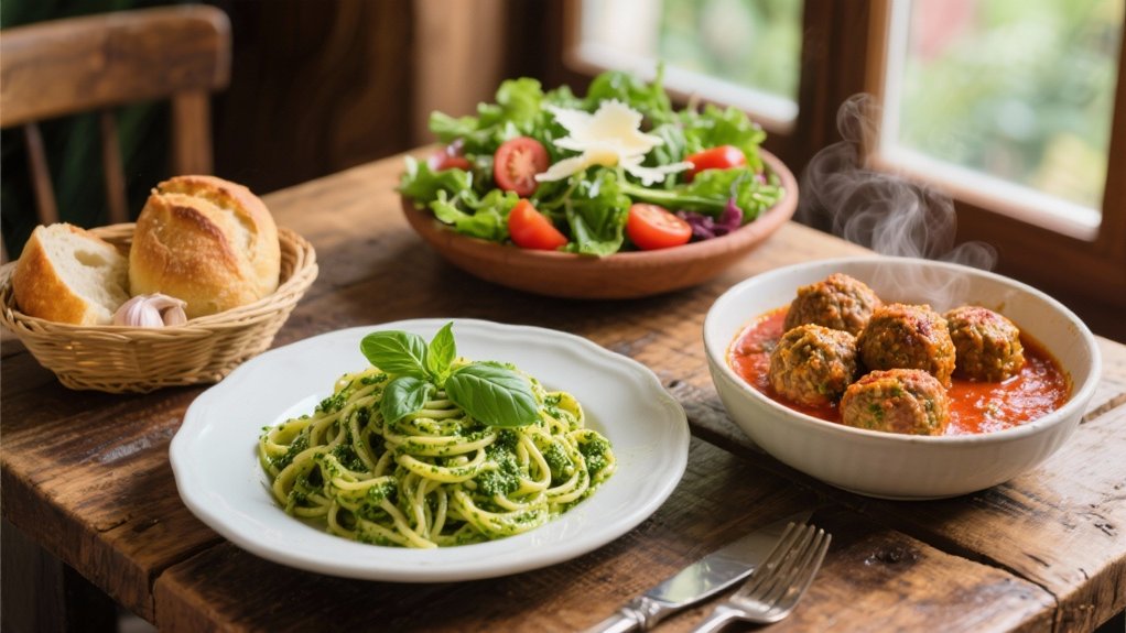 savory meatballs enhance pesto