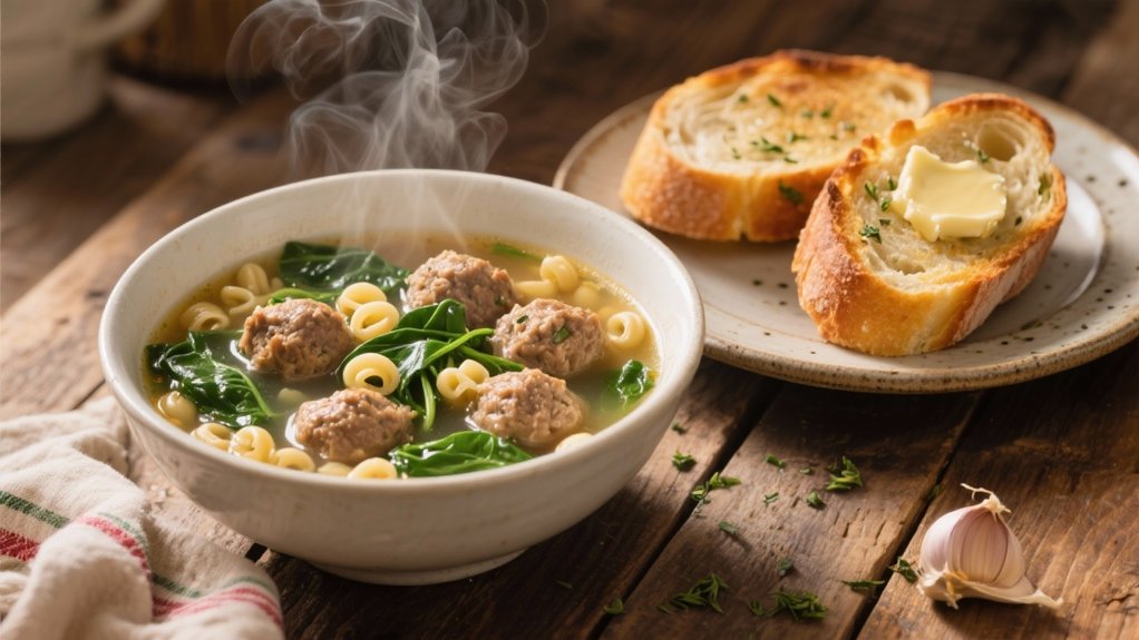 savory soup with meatballs