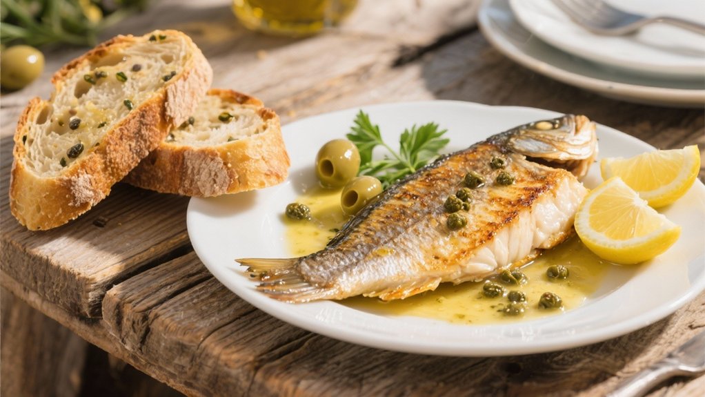 sea bass with caper sauce