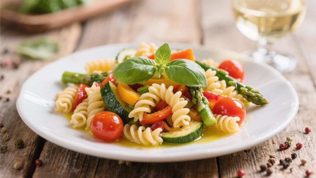 seasonal vegetable pasta dish