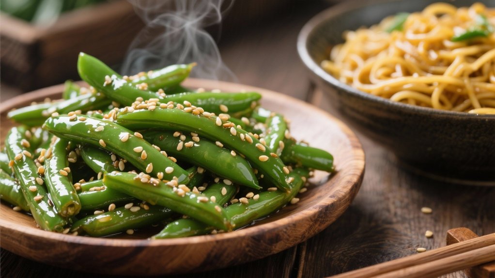 sesame flavored crispy green beans