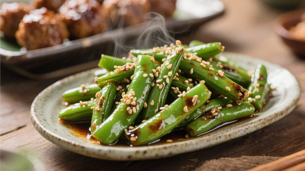 sesame flavored green bean side
