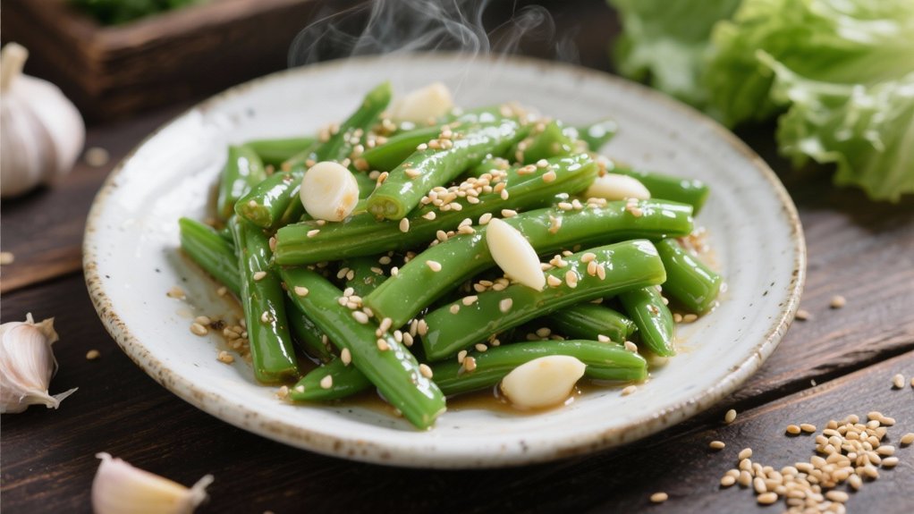 sesame garlic green beans dish