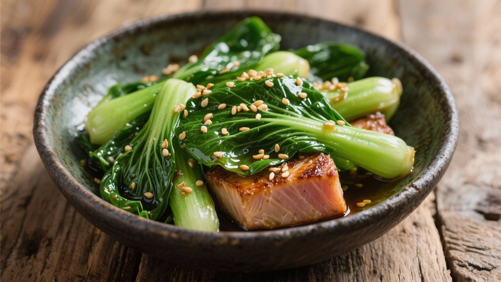 sesame ginger bok choy dish