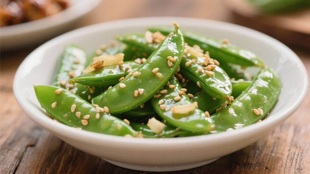 sesame ginger snow pea dish