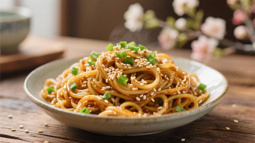 sesame noodles with meatballs