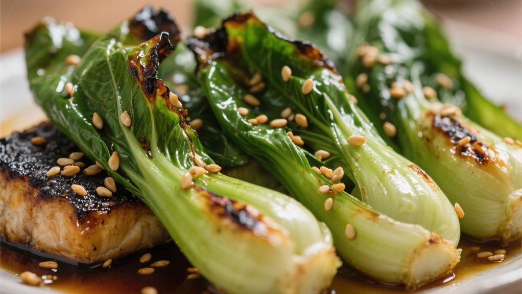 sesame roasted bok choy delight