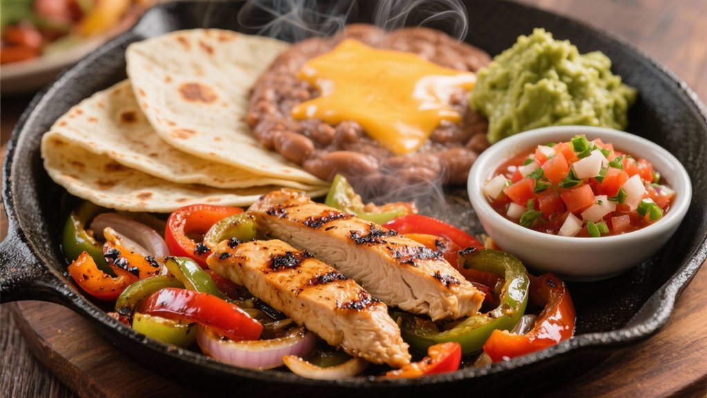 sizzling grilled chicken fajitas