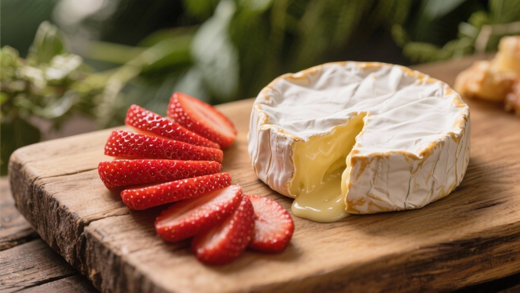 sliced strawberries enhance baked brie