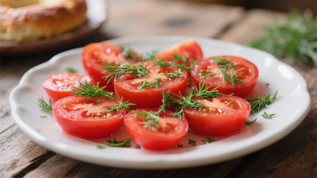 sliced tomatoes with dill