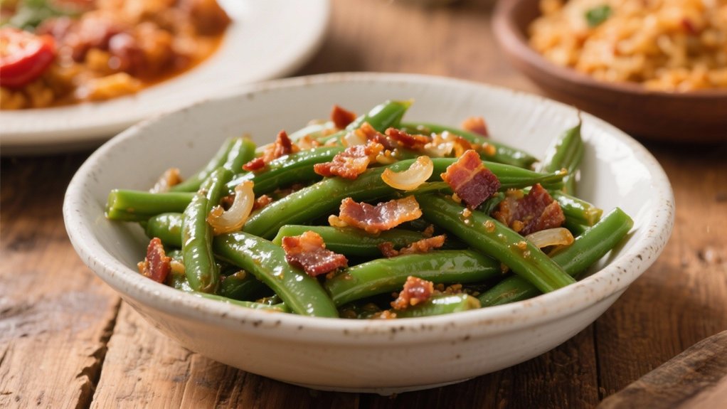 slow cooked bacon green beans