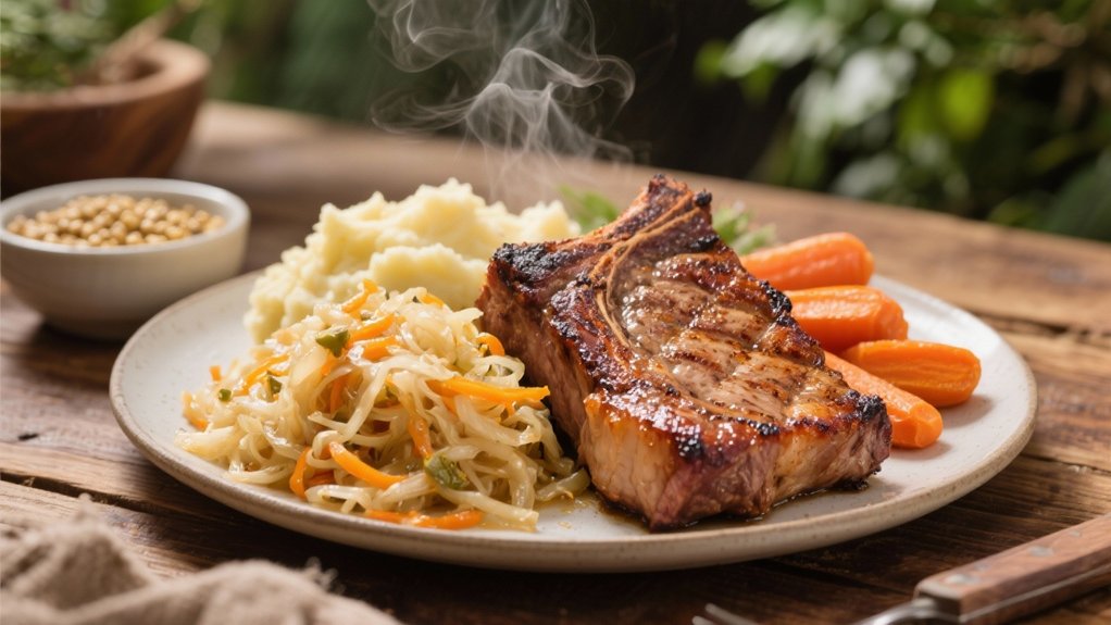 smoked pork chops and sauerkraut