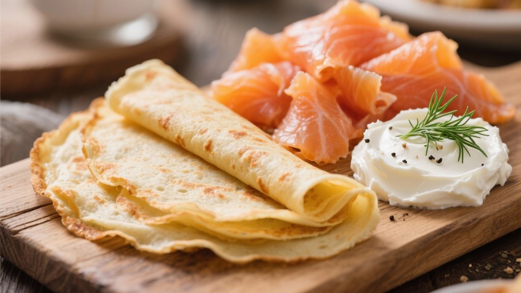 smoked salmon cream cheese crepes