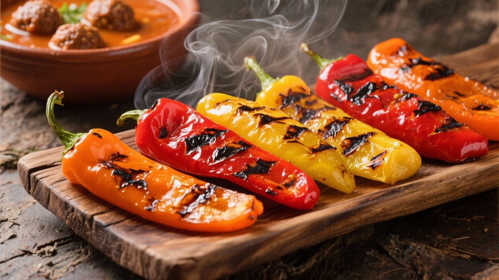 smoky charred bell peppers