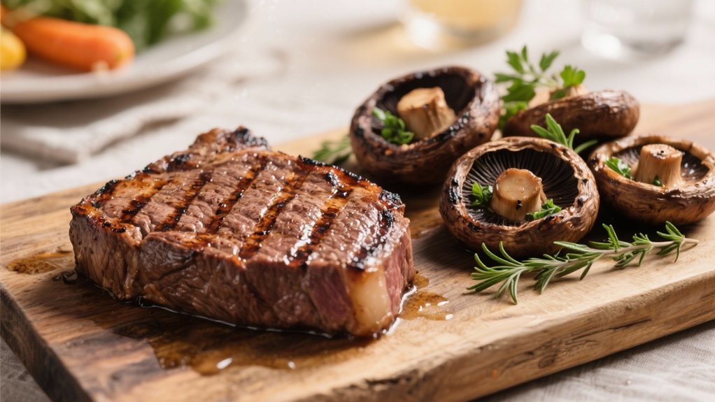 smoky grilled herb infused mushrooms