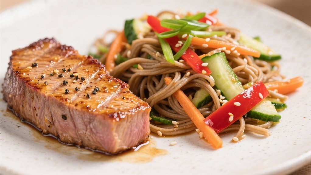 soba noodle salad preparation