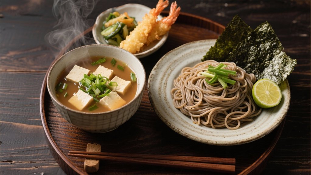 soba noodles with miso soup