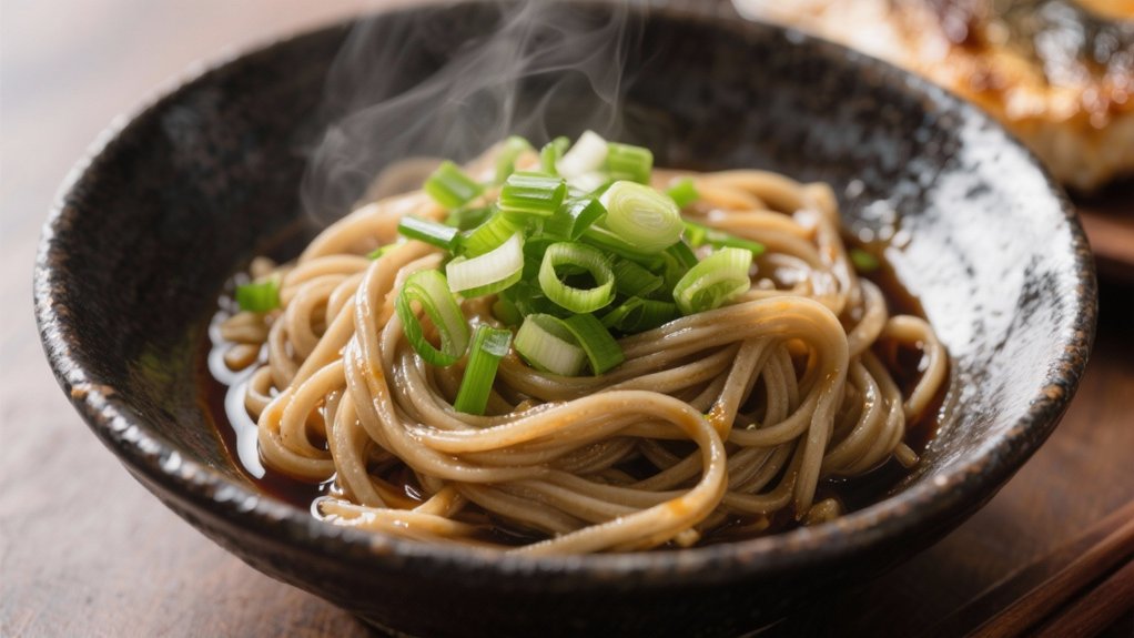 soba noodles with scallions