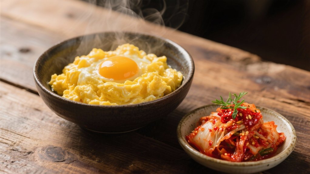 soft scrambled eggs kimchi