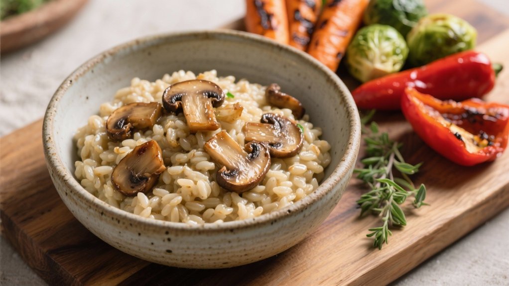 sophisticated mushroom barley risotto