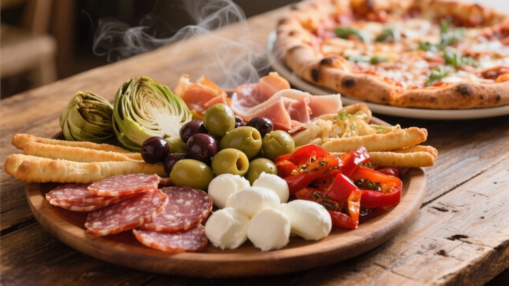 sophisticated pizza accompaniment spread