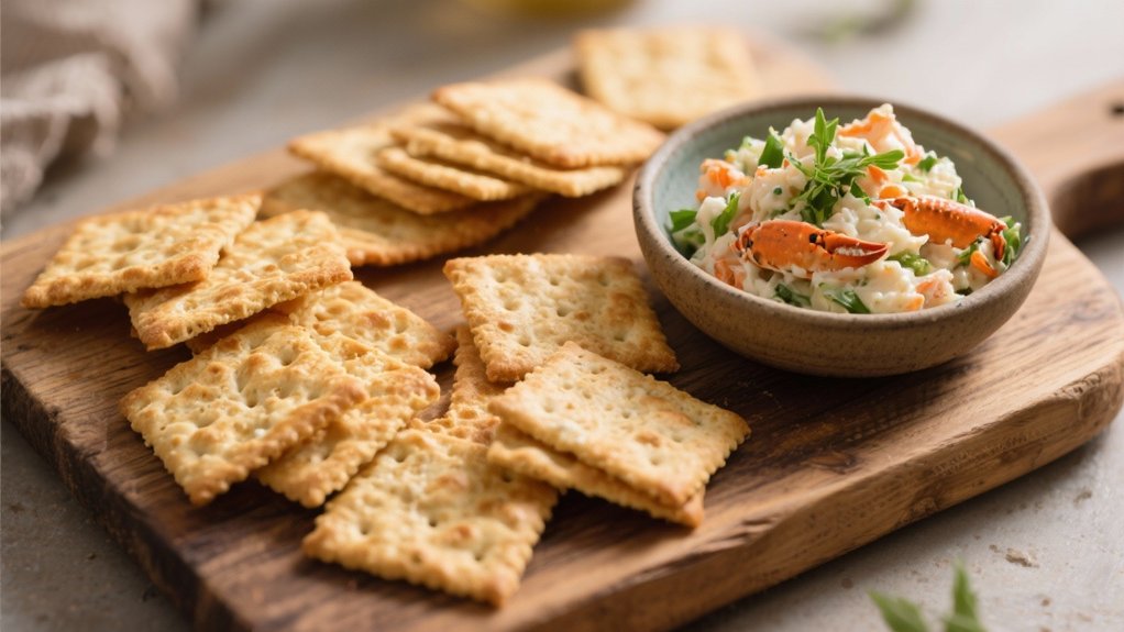 sourdough crackers enhance crab salad