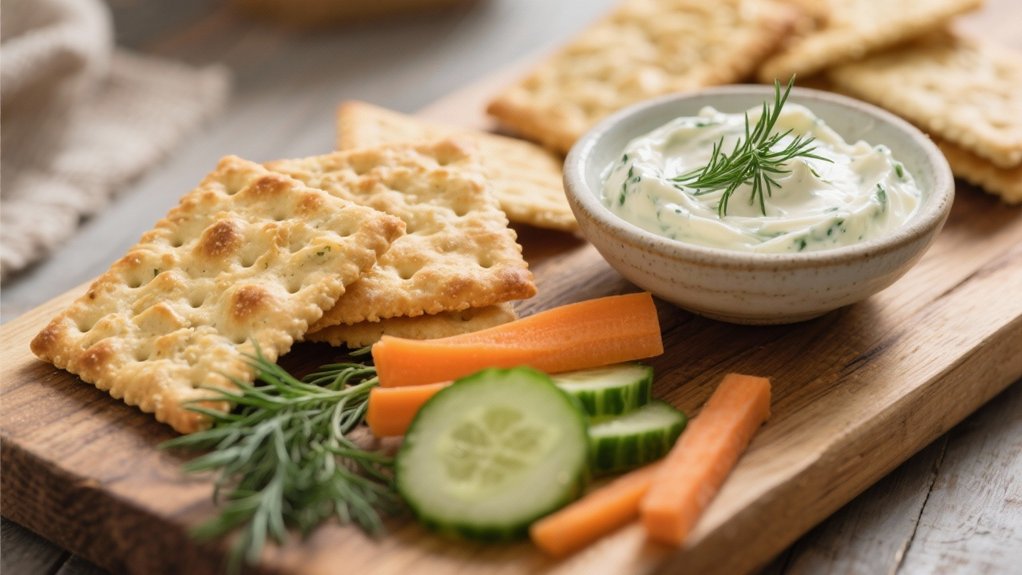 sourdough crackers with dip