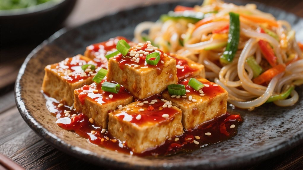 spicy caramelized braised tofu